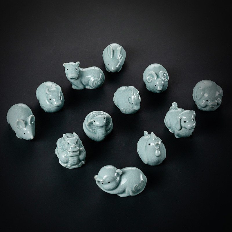 Zodiaka zīmes Dzīvnieku modele Statuja Seladona Tēja Mājdzīvnieks Roku darbs Mājas dārza Dekors Amatniecība Darbvirsmas Ornaments Tējas ceremonijas piederumi