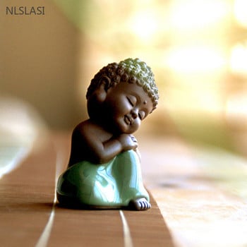 Purple Clay Zen Little Monk Tea Στολίδι για κατοικίδια Δημιουργική διακόσμηση σπιτιού Διακόσμηση γραφείου Χειροτεχνία Άγαλμα του Βούδα Αξεσουάρ τσαγιού