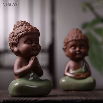 Purple Clay Zen Little Monk Tea Στολίδι για κατοικίδια Δημιουργική διακόσμηση σπιτιού Διακόσμηση γραφείου Χειροτεχνία Άγαλμα του Βούδα Αξεσουάρ τσαγιού