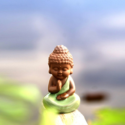 Violeta māla dzena mazā mūka tēja mājdzīvnieku rotājums radošs mājas dekors Biroja galddatora dekors Amatniecība Budas statuja tējas aksesuāri