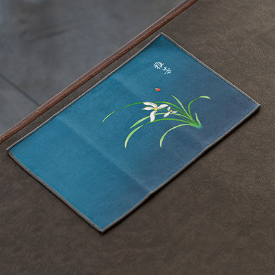 Kínai festett virágmintás sűrített konyharuha plüss szarvasbőr utánzat víz nedvszívó rongy teaszalvéták kendő teaszertartás