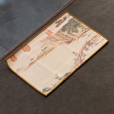 Kínai festett virágmintás sűrített konyharuha plüss szarvasbőr utánzat víz nedvszívó rongy teaszalvéták kendő teaszertartás