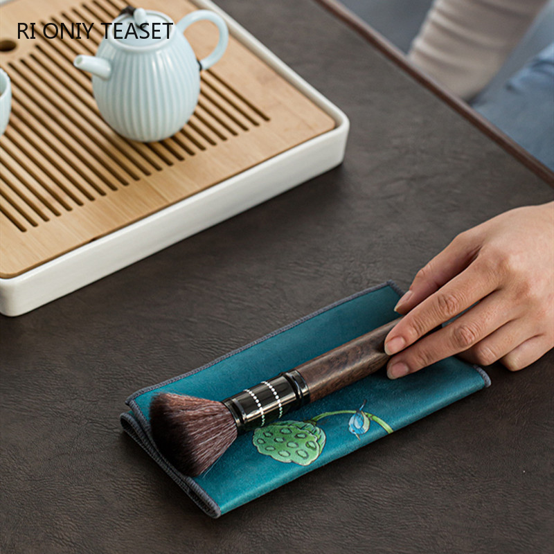 Kínai festett virágmintás sűrített konyharuha plüss szarvasbőr utánzat víz nedvszívó rongy teaszalvéták kendő teaszertartás