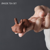 1 τμχ Yixing Χειροποίητο Μωβ Πήλινο Τσάι Pet Άγαλμα Κουνελιού Τσάι Φιγούρα Στολίδι Μπουτίκ Αξεσουάρ τραπεζιού τσαγιού Διακόσμηση σπιτιού