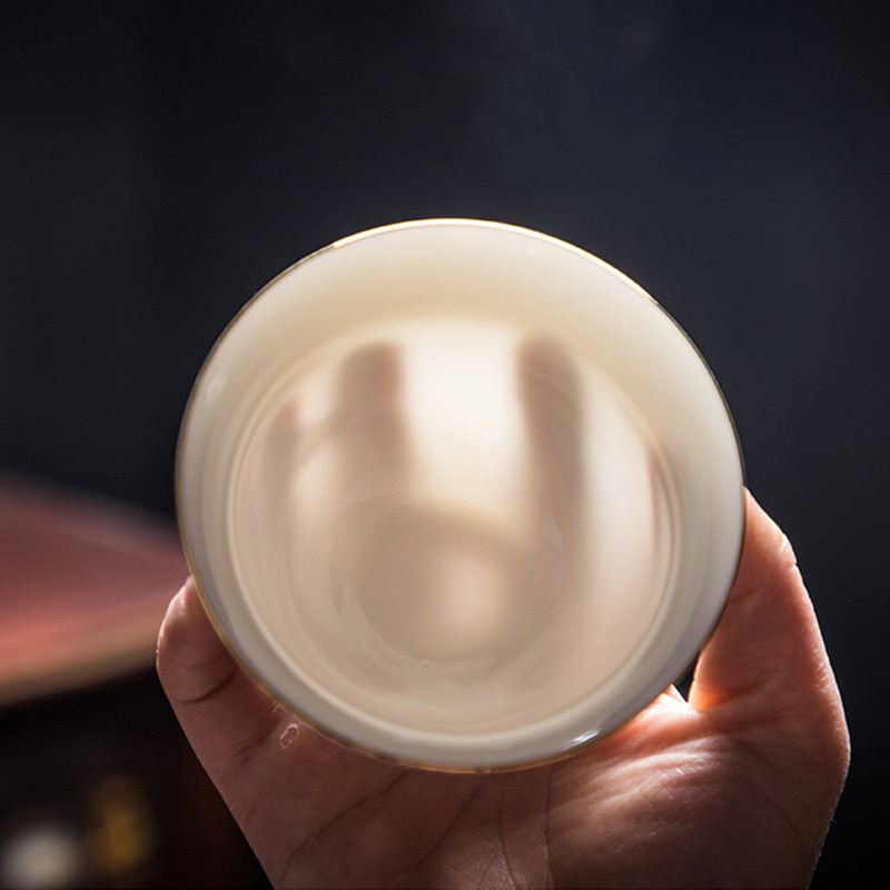 Ķīniešu suet nefrīta baltā porcelāna Gaiwan tējas tase ar rokām gatavota keramikas tēja Tureen ceļojumu pārnēsājama tējas trauks mājsaimniecības tējas trauki 150 ml