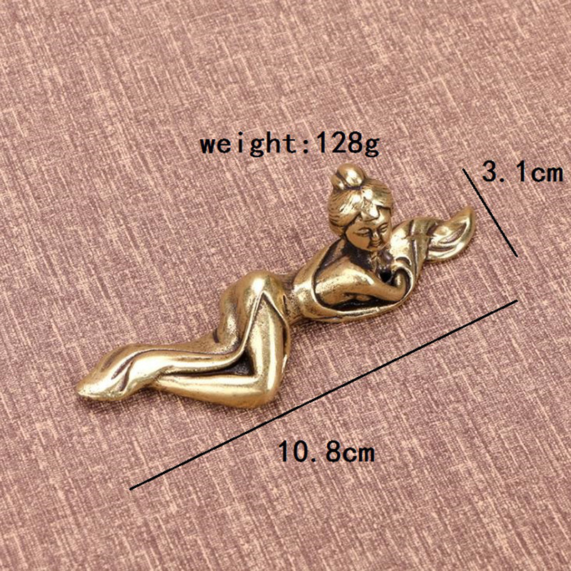 Чиста мед Статуетки на древни прислужници Миниатюрни орнаменти Пресапие Винтидж фигури Декорация на офис работния плот Занаяти Аксесоари