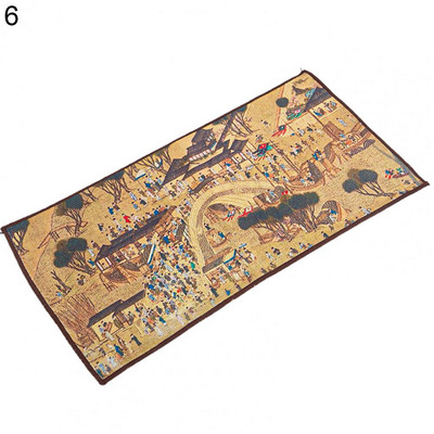 Daudzkrāsains radošs ķīniešu krāsots galdauts īsa stila dvieļu tīrīšanas lupatiņa, absorbējoša lupata Kung fu tējas paklājiņa salvešu dekors