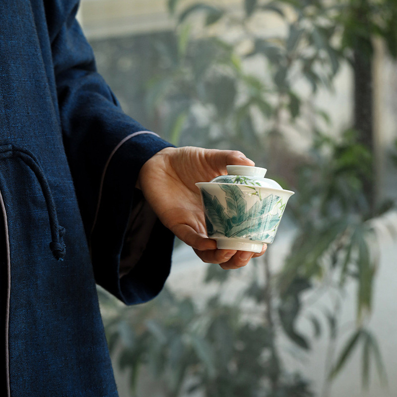 Tīras, ar rokām apgleznotas banānu gaivanas 110 ml tējas bļoda kung fu dzēriena tējas krūzes komplekts