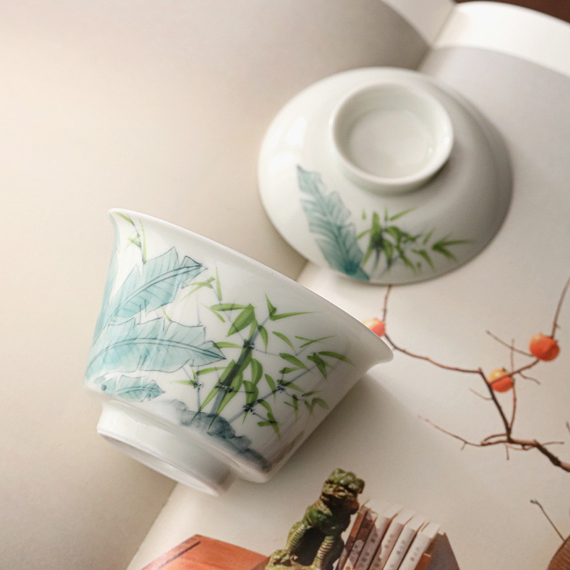 Tīras, ar rokām apgleznotas banānu gaivanas 110 ml tējas bļoda kung fu dzēriena tējas krūzes komplekts