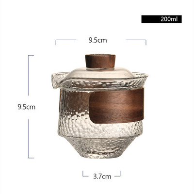 300 мл голям стъклен прозрачен Gaiwan Китайски чайник Чаена купа Единична дебела купа с топлоустойчив капак Чаша за чай Комплект капаци за чай Gaiwan