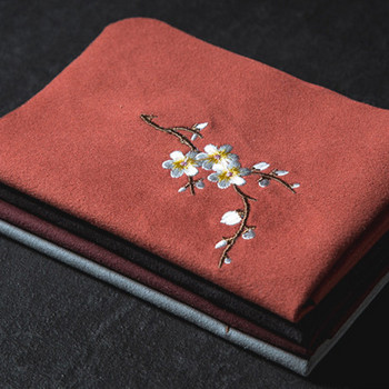 Винтидж бродирани салфетки за чай плат риба слива шарка цвете купа чайник кърпа за почистване на работен плот аксесоар за чаена церемония