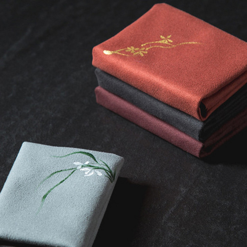 Vintage izšūtas tējas salvetes Auduma Zivju plūmju ziedu raksts Bļoda tējkanna tīrīšanas dvielis Galda tējas ceremonijas aksesuārs