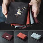 Vintage izšūtas tējas salvetes Audums Zivju plūmju ziedu raksts Bļoda tējkanna tīrīšanas dvielis Galda tējas ceremonijas aksesuārs