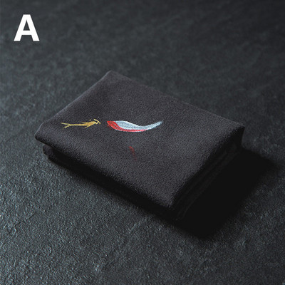 Vintage izšūtas tējas salvetes Audums Zivju plūmju ziedu raksts Bļoda tējkanna tīrīšanas dvielis Galda tējas ceremonijas aksesuārs