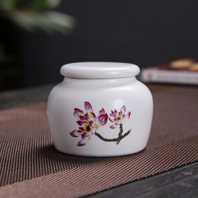 Keramikas tējas Caddy mazs mini pārnēsājams Oolong tējas uzglabāšanas tvertne ceļojumu tējas kastes ar pulveriem noslēgtas burkas tējas trauki garšvielu konfekšu burka