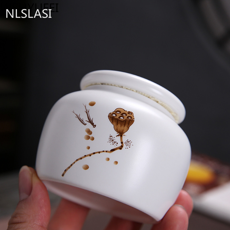 Keramikas tējas Caddy mazs mini pārnēsājams Oolong tējas uzglabāšanas tvertne ceļojumu tējas kastes ar pulveriem noslēgtas burkas tējas trauki garšvielu konfekšu burka