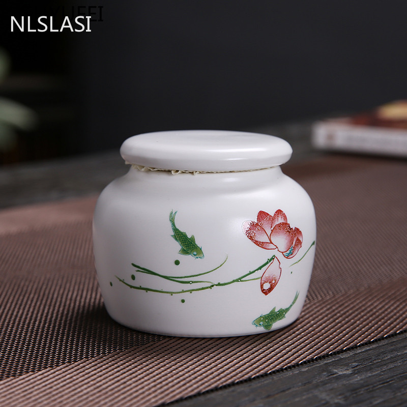 Keramikas tējas Caddy mazs mini pārnēsājams Oolong tējas uzglabāšanas tvertne ceļojumu tējas kastes ar pulveriem noslēgtas burkas tējas trauki garšvielu konfekšu burka