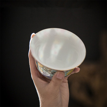160 ml Jingdezhen Красив нефритов керамичен чай Супница Overglaze Цветен чай Супница Kung Fu Чай Сватбен чай Декорация