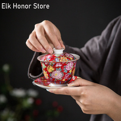 160 ml Jingdezhen, frumos din ceramică de jad, ceai cu glazură, culoarea florilor, ceai Kung Fu, set de ceai pentru nuntă, decorare