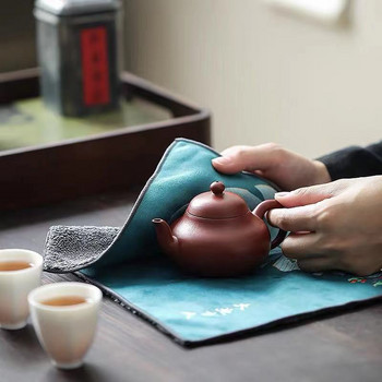 Рисувана чаена кърпа Абсорбиращ парцал Удебелена кърпа за почистване на маса Аксесоари за сервиз за чай от висок клас Подложки за маса Професионален парцал