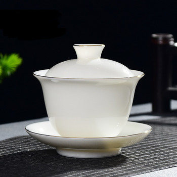 1 σετ Gaiwan Tea Bowl Kung Fu Tea Cup Κινεζικό φλιτζάνι τσαγιού Κύπελλο σακέ Ταξίδι Gaiwan Κινέζικη λευκή πορσελάνη Gaiwan οικιακά δώρα