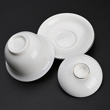 1 σετ Gaiwan Tea Bowl Kung Fu Tea Cup Κινεζικό φλιτζάνι τσαγιού Κύπελλο σακέ Ταξίδι Gaiwan Κινέζικη λευκή πορσελάνη Gaiwan οικιακά δώρα