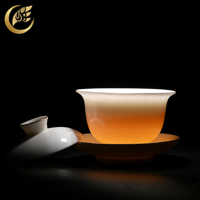 1 комплект купа за чай Gaiwan Чаша за чай Kung Fu Чаша за китайски чай Чаша за саке Пътуване Gaiwan Китайски бял порцелан Gaiwan Подаръци за дома