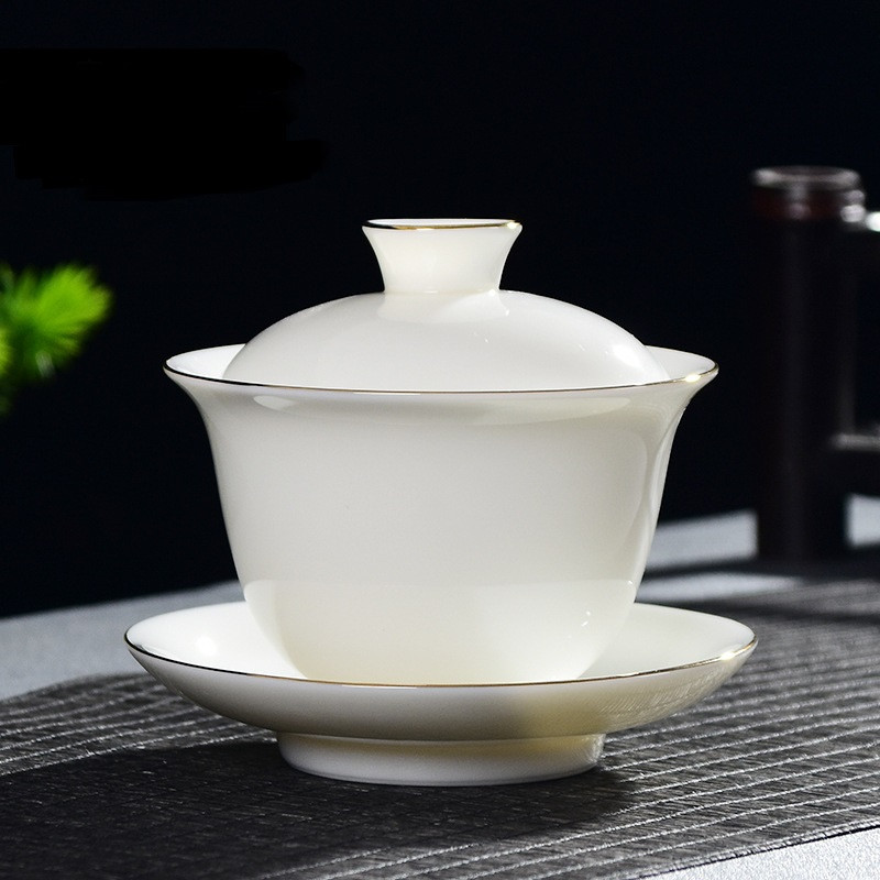 1 rinkinys Gaiwan arbatos dubenėlis Kung Fu arbatos puodelis Kinijos arbatos puodelis sake puodelis Kelionės Gaivano kinų baltasis porcelianas Gaiwan namų dovanos