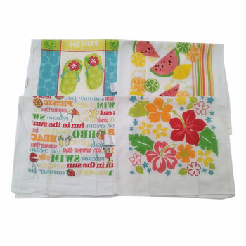 1 бр. 38x65 см тънка цветна щампована салфетка за чай Памучна кухненска кърпа Мека кърпа за съдове Кърпа за почистване