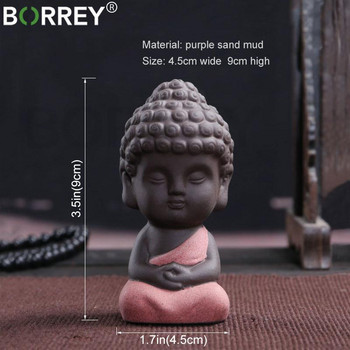 BORREY Purple Clay Tea Pet Pet άγαλμα του Βούδα Μικρός Μοναχός Κεραμικό Τσάι Pet Sakyamuni Crafts Διακοσμητικό σετ τσαγιού ειδώλιο αυτοκινήτου Αξεσουάρ