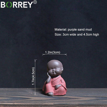 BORREY Purple Clay Tea Pet Pet άγαλμα του Βούδα Μικρός Μοναχός Κεραμικό Τσάι Pet Sakyamuni Crafts Διακοσμητικό σετ τσαγιού ειδώλιο αυτοκινήτου Αξεσουάρ