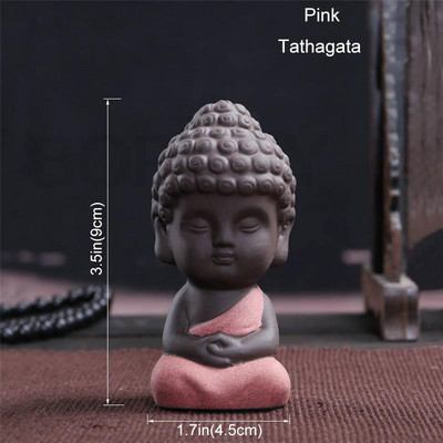 BORREY Purpura Māla tēja Mājdzīvnieka Budas statuja Mazs Mūks Keramikas tēja Mājdzīvnieks Sakjamuni Amatniecība Automašīnas figūriņas rotājums Tējas servīzes piederumi