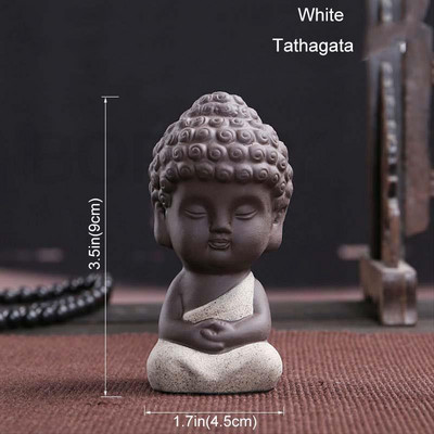 BORREY Purpura Māla tēja Mājdzīvnieka Budas statuja Mazs Mūks Keramikas tēja Mājdzīvnieks Sakjamuni Amatniecība Automašīnas figūriņas rotājums Tējas servīzes piederumi