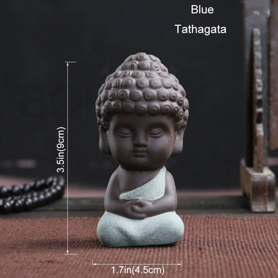 BORREY Purpura Māla tēja Mājdzīvnieka Budas statuja Mazs Mūks Keramikas tēja Mājdzīvnieks Sakjamuni Amatniecība Automašīnas figūriņas rotājums Tējas servīzes piederumi