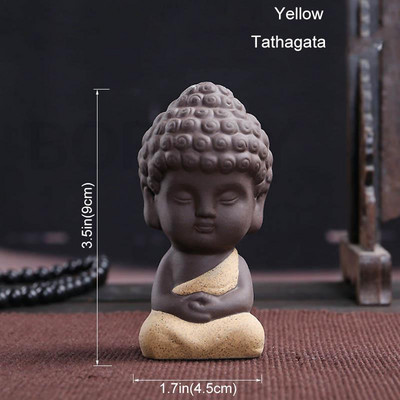BORREY Purpura Māla tēja Mājdzīvnieka Budas statuja Mazs Mūks Keramikas tēja Mājdzīvnieks Sakjamuni Amatniecība Automašīnas figūriņas rotājums Tējas servīzes piederumi