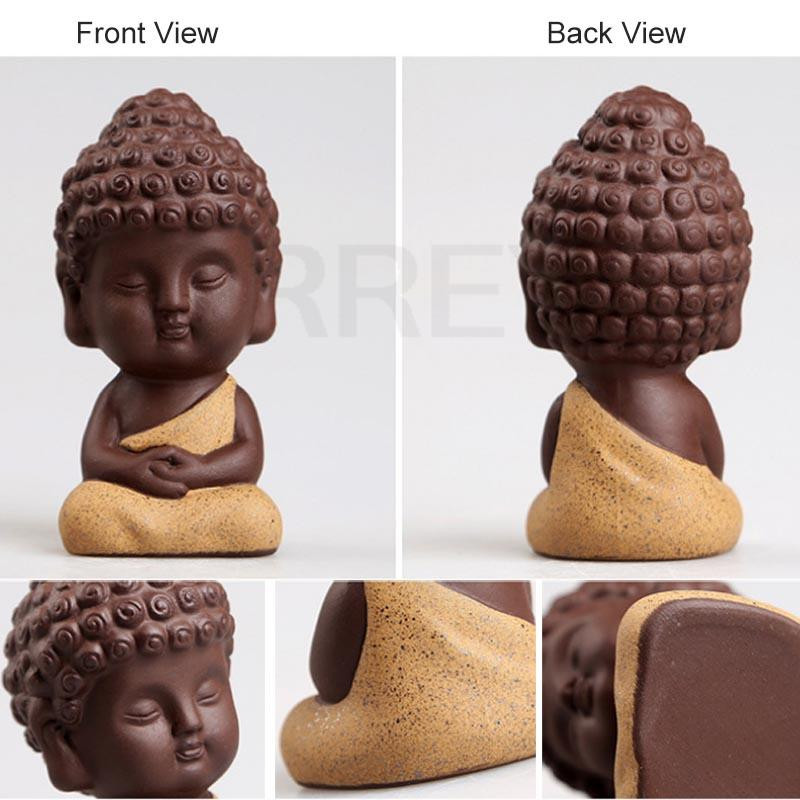 BORREY Purpura Māla tēja Mājdzīvnieka Budas statuja Mazs Mūks Keramikas tēja Mājdzīvnieks Sakjamuni Amatniecība Automašīnas figūriņas rotājums Tējas servīzes piederumi