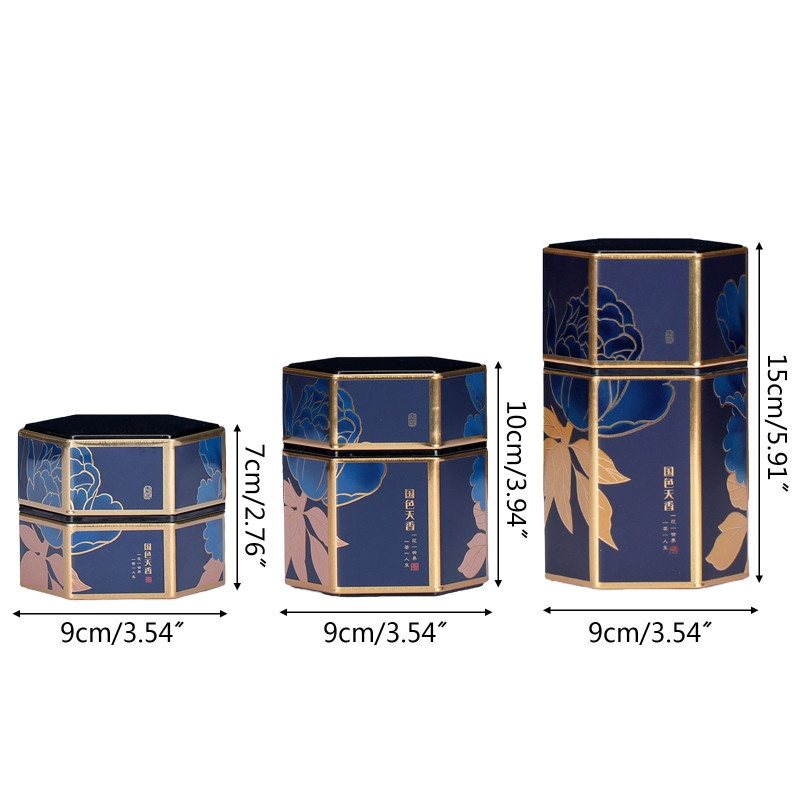 Sešstūra tējas uzglabāšanas trauki Tējas kārbas Pārtikas uzglabāšanas trauks Konfekšu burciņas kannas