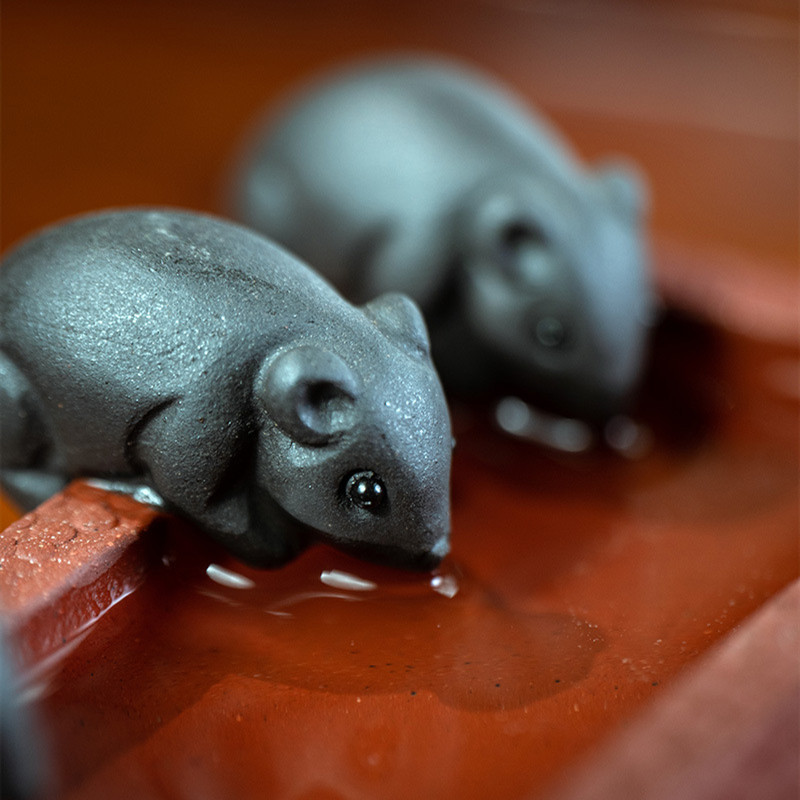 Ķīniešu Yixing Purpura māla tēja Mājdzīvnieks Roku darbs Trīs peles Dzīvnieku rotājumi Skulptūra Tēja Figūriņas Amatniecības tējas servīzes Dekorācijas Māksla