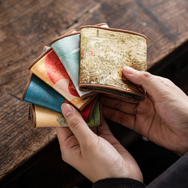 Ķīniešu krāsots biezs tējas dvielis, īpaši absorbējošs augstas klases tējas komplekta piederums galda paklājiņi Profesionāls lupatu tējas salvešu tīrīšanas rīks