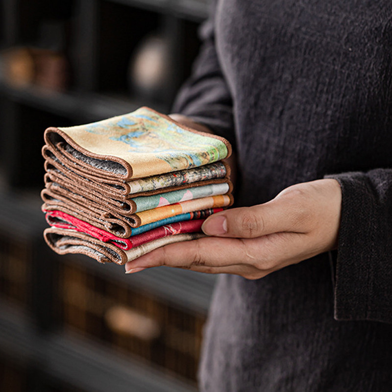 Ķīniešu krāsots biezs tējas dvielis, īpaši absorbējošs augstas klases tējas komplekta piederums galda paklājiņi Profesionāls lupatu tējas salvešu tīrīšanas rīks