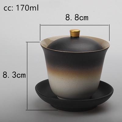 170ml Μαύρη αγγειοπλαστική Κινεζική Gaiwan Wedding Ceramic Tea Infuser Οικιακή πορσελάνη σετ τσαγιού Χειροποίητο φλυτζάνι τσαγιού με καπάκι