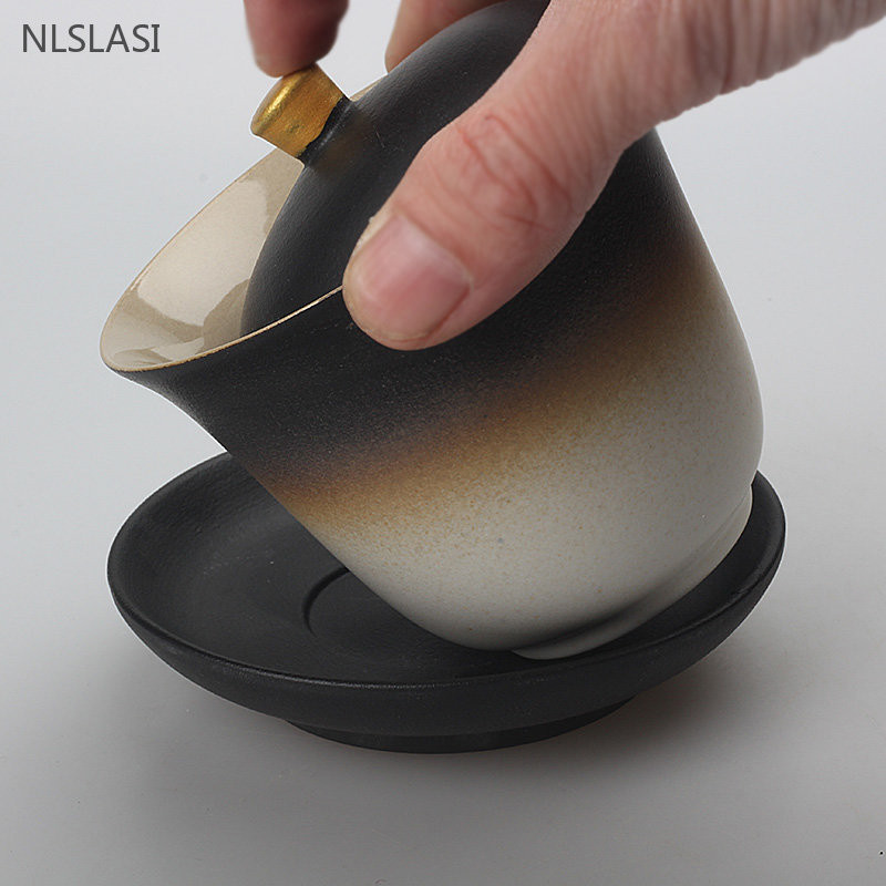 170ml Μαύρη αγγειοπλαστική Κινεζική Gaiwan Wedding Ceramic Tea Infuser Οικιακή πορσελάνη σετ τσαγιού Χειροποίητο φλυτζάνι τσαγιού με καπάκι