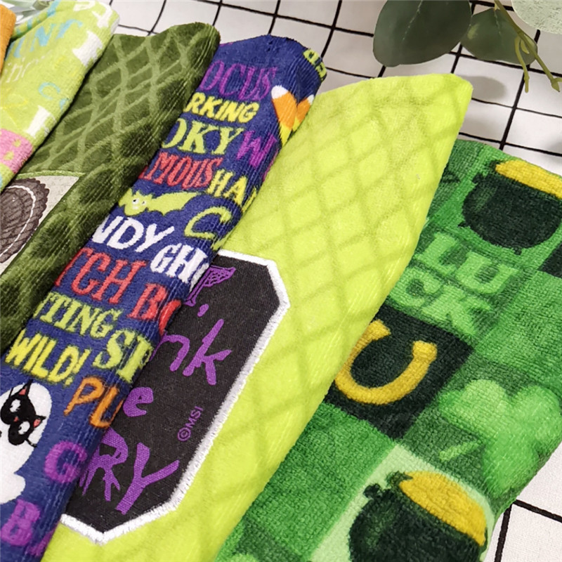 1vnt., 39x64 cm moliūgo kaukolė, spausdinta Helovino vakarėlio dovana, medvilninė valymo šluostė virtuvės rankšluostis