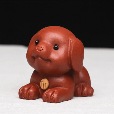 Ķīniešu rokām gatavota purpura māla skulptūra tēja mājdzīvnieku zodiaka suņa statuja rotājumi tēja figūriņa darbvirsmas amatniecības tējas servīzes dekorācijas dāvanas