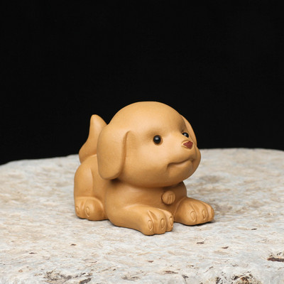 Ķīniešu rokām gatavota purpura māla skulptūra tēja mājdzīvnieku zodiaka suņa statuja rotājumi tēja figūriņa darbvirsmas amatniecības tējas servīzes dekorācijas dāvanas