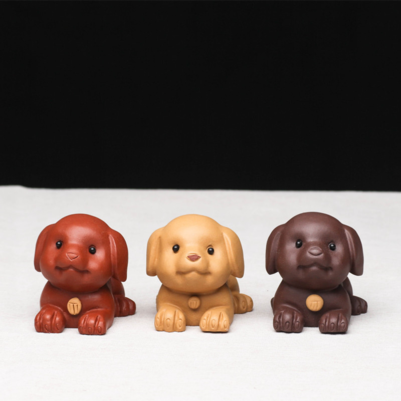 Ķīniešu rokām gatavota purpura māla skulptūra tēja mājdzīvnieku zodiaka suņa statuja rotājumi tēja figūriņa darbvirsmas amatniecības tējas servīzes dekorācijas dāvanas