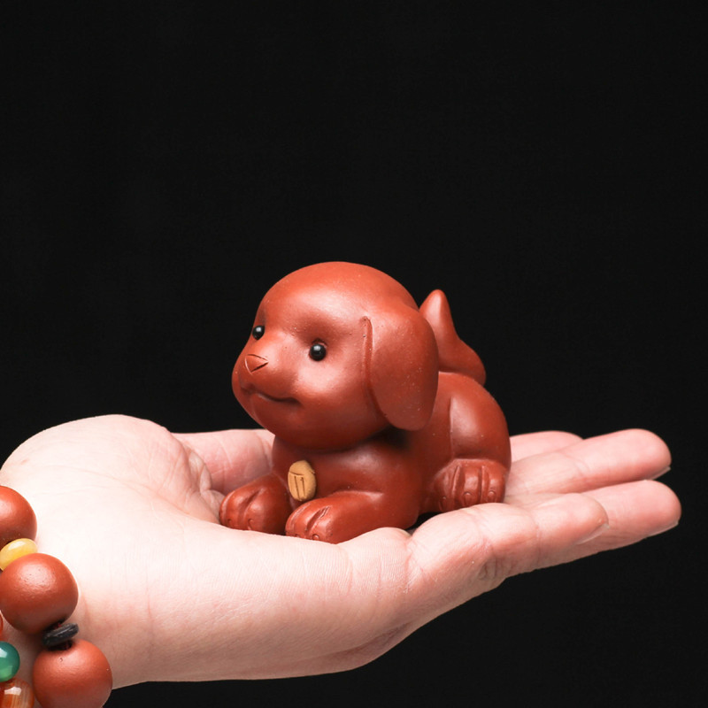 Ķīniešu rokām gatavota purpura māla skulptūra tēja mājdzīvnieku zodiaka suņa statuja rotājumi tēja figūriņa darbvirsmas amatniecības tējas servīzes dekorācijas dāvanas