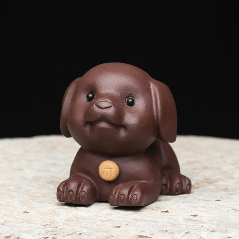 Ķīniešu rokām gatavota purpura māla skulptūra tēja mājdzīvnieku zodiaka suņa statuja rotājumi tēja figūriņa darbvirsmas amatniecības tējas servīzes dekorācijas dāvanas