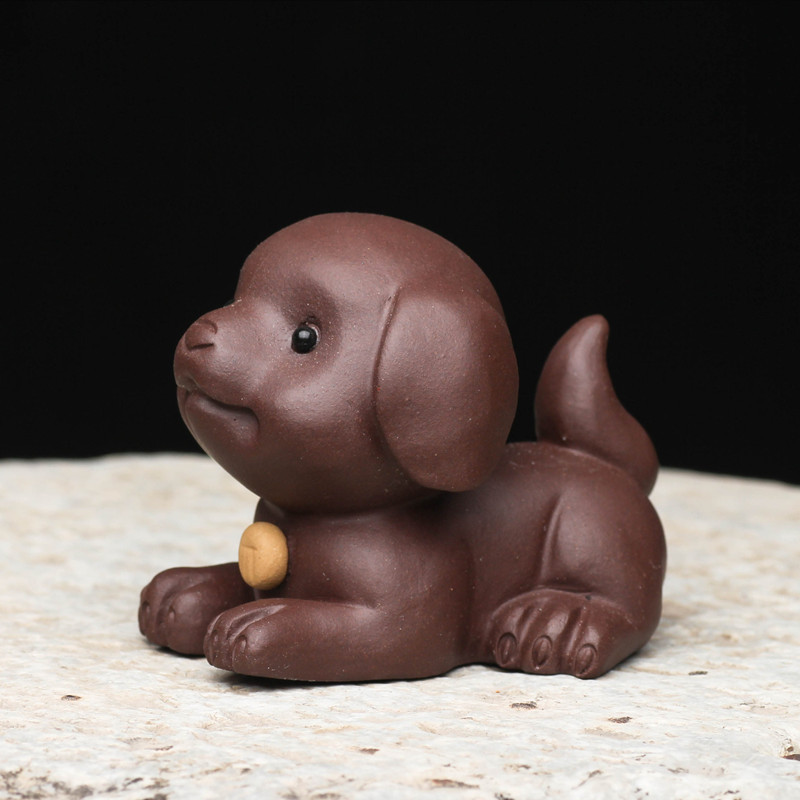 Ķīniešu rokām gatavota purpura māla skulptūra tēja mājdzīvnieku zodiaka suņa statuja rotājumi tēja figūriņa darbvirsmas amatniecības tējas servīzes dekorācijas dāvanas