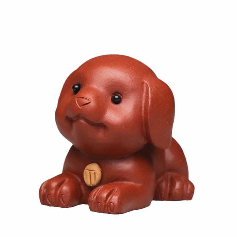 Ķīniešu rokām gatavota purpura māla skulptūra tēja mājdzīvnieku zodiaka suņa statuja rotājumi tēja figūriņa darbvirsmas amatniecības tējas servīzes dekorācijas dāvanas